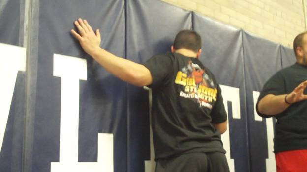 C:\Users\John\Desktop\Hewlett Wrestling Strength\pics\Wrestling Training Tips How to Prevent Soreness SMR Upper Body Lax Ball Frame - 1.jpg