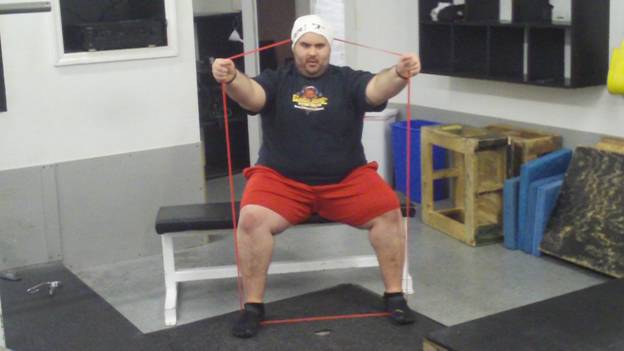 C:\Users\John\Desktop\Wrestling Strength videos\wrestler-power series\Wrestler-Power Series #1 Band Neck Good Morning to resist snap downs Frame - 1364.jpg